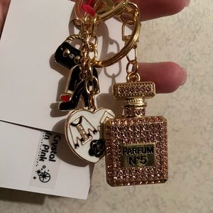 NWT Bag charm/keychain #5 pink crystals